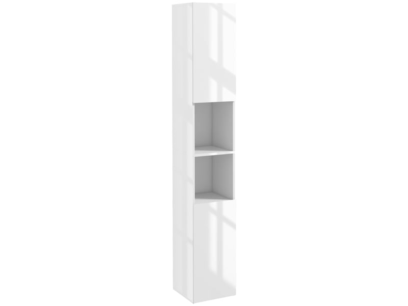  Armoire de salle de bain haute et étroite avec portes et étagères réglables, 30 x 30 x 81,5 cm, blanc brillant  - Conforama A