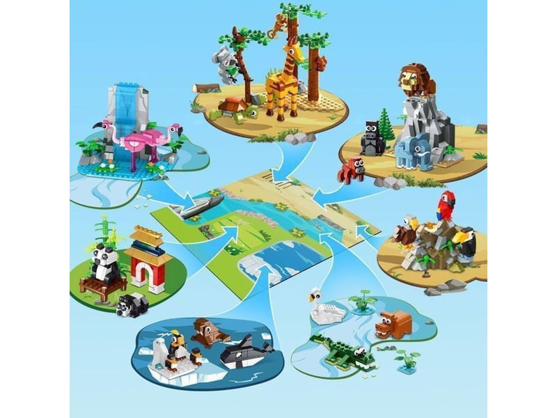  Kit de construction zoo savage 25 en 1 25 animaux 8 habitats avec tapis de jeu 38 x 38 cm 151498_AABBG01049_6_DROPFR - Conforama C