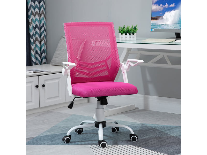  Chaise bureau ergonomique, lombaire, accoudoirs rabattables, maille respirante, max 120 kg, rose.  - Conforama C