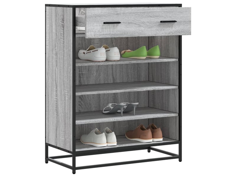  Meuble à chaussures, armoire à chaussures sonoma gris bois d'ingénierie et métal shl9801  - Conforama B