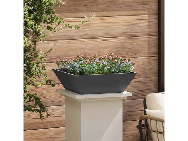  Jardinière - cache-pot de jardin noir 50 x 50 x 15 cm acier laminé à froid  - Conforama D