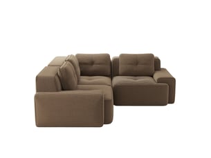 Canapé d’angle modulaire 3 places 206x206x69 cm, antiglisse, assise profonde, en velours côtelé, marron