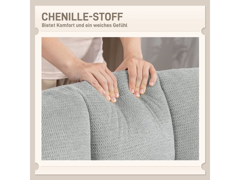  Chaise fauteuil pivotant large assise revêtement aspect chenille déperlant pieds en acier croisés gris clair  - Conforama C
