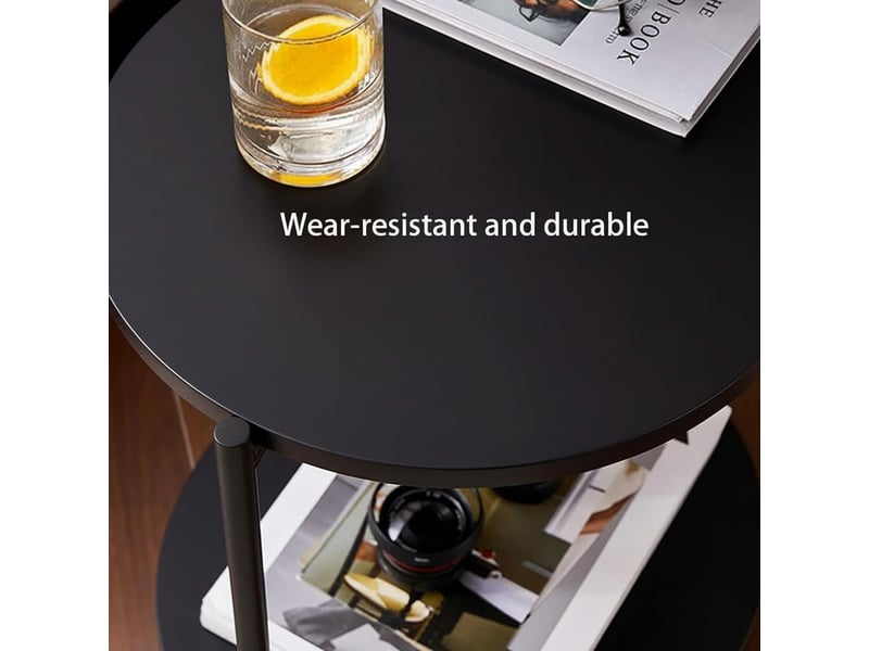  Table d;appoint moderne à 3 niveaux – compacte et robuste, effet marbre, étagères de rangement, idéale pour salon ou chambre PHK_33WSEPTG - Conforama E