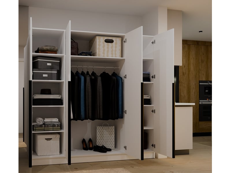  Senso 4d - armoire - 4 portes - 200x200 cm - poignées noires - blanc  - Conforama B