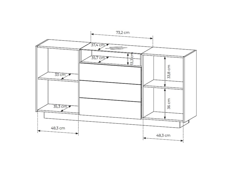  Buffet haleli, enfilade 3 tiroirs, 176x40x83h cm marron clair Haleli - Conforama E