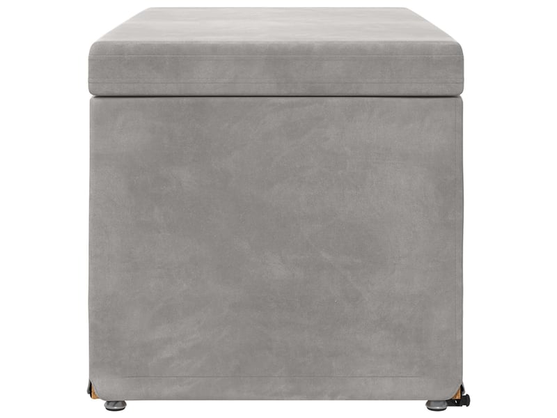  Tabouret bas, ottoman gris clair 81x41x40 cm velours et bois composite  - Conforama E