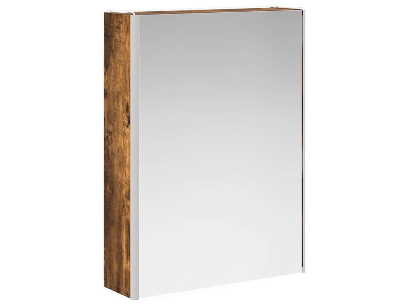  Armoire miroir salle de bain, meuble de rangement chêne fumé 53.5x15.5x70 cm  - Conforama E
