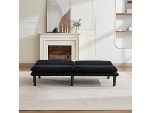 Canapé droit compressé convertible <strong>DESVIAE</strong> <strong></strong> 2 places Velours côtelé noir