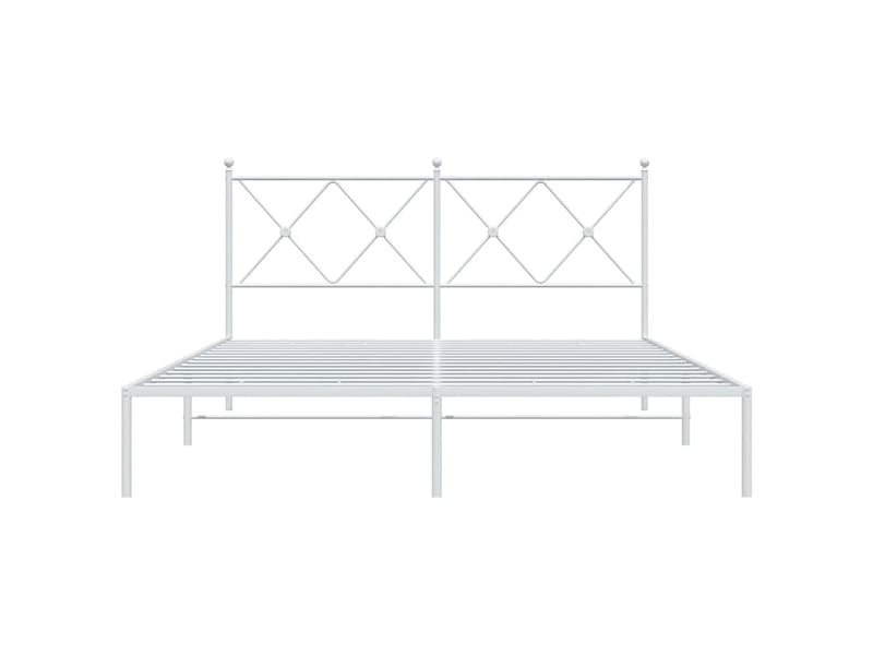 Lit double- lit adulte - cadre de lit métal sans matelas et tête de lit blanc 150x200 cm - Conforama C