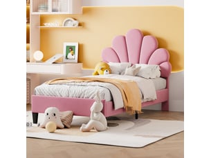 Lit simple 90x200 cm MEUBLIV   coloris rose