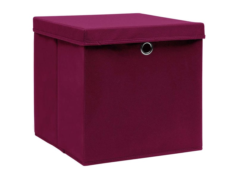  Boîtes de rangement avec couvercles 4pcs 28x28x28cm rouge foncé  - Conforama A