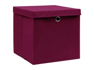 Boîtes de rangement avec couvercles 4pcs 28x28x28cm rouge foncé