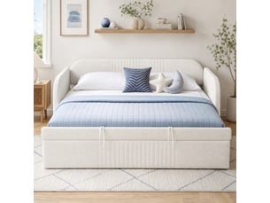 Lit extensible 90x190 cm <strong>EVRYAE </strong> <strong></strong> coloris beige