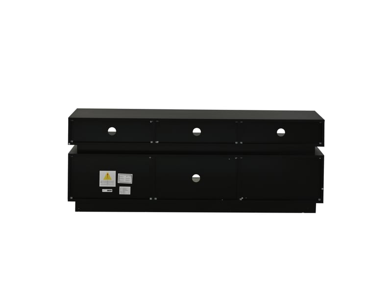 Meuble tv led avec rangement 10 niches, 160x35x60 cm, mdf noir brillant - Conforama R