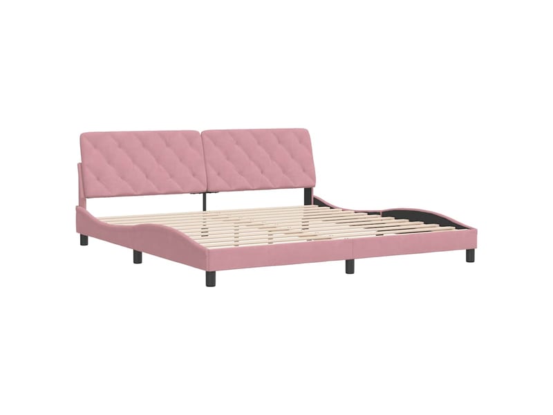  Lit double- lit adulte -  cadre de lit sans matelas rose 200x200 cm velours  - Conforama B