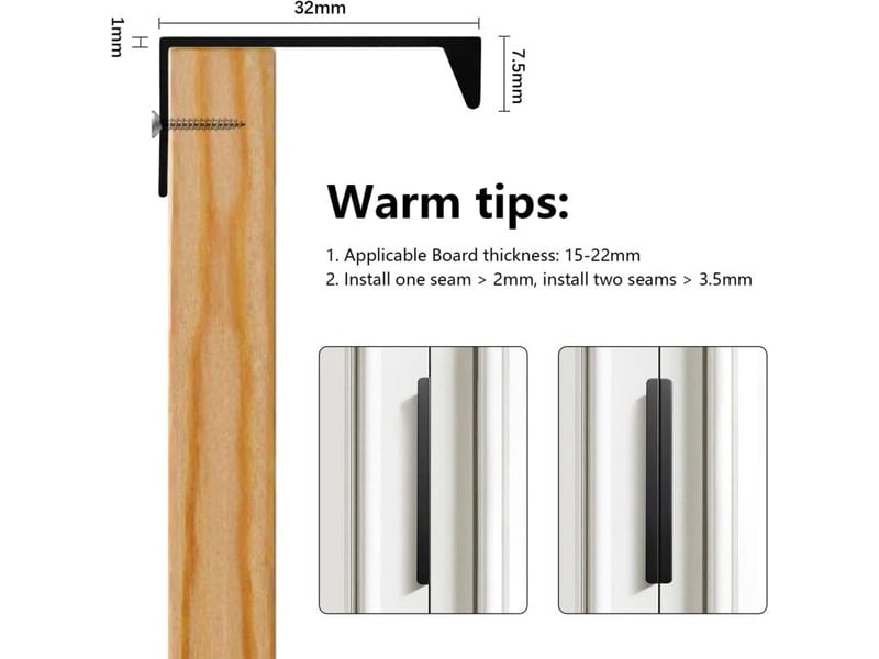  Jeu de 10 poignées cachées noires de 128 mm, poignées en aluminium pour portes de meubles et bureaux  - Conforama B
