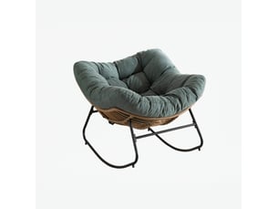 Fauteuil à bascule moderne 95 x 107 x 83 cm vert en chenille, cadre métallique pour salon, chambre et bureau