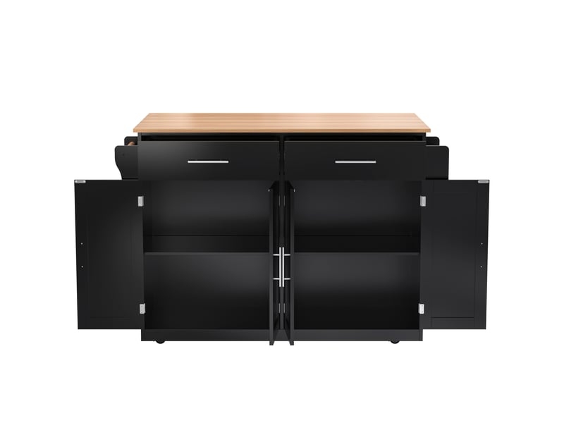 Desserte roulante,chariot de cuisine en mdf avec 4 portes,2 tiroirs,plateau pliable,roulettes et pieds en bois interchangeables,noir desserte noir - Conforama D