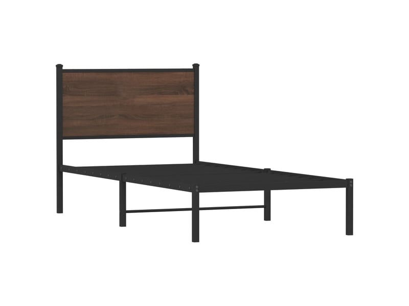  Lit simple- lit adulte -  cadre de lit en métal sans matelas chêne marron 80x200 cm  - Conforama B