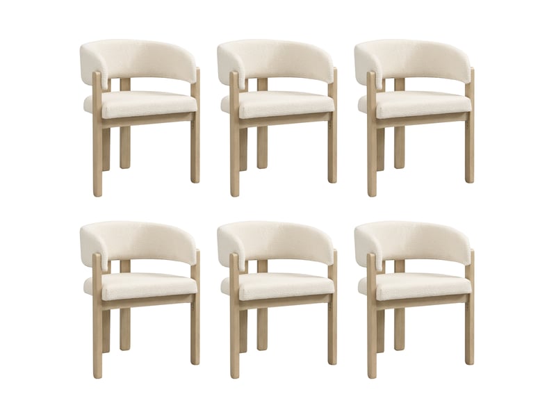  Chaise de salle à manger 60x51x80 cm - lot de 6 - bouclette - confort quotidien - design moderne - pour salle à manger - assise rembourrée - noir CozyNest - Conforama A