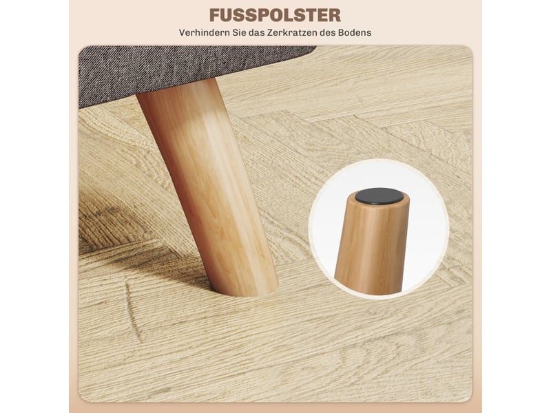  Repose-pieds avec aspect lin, pieds en bois, tabouret moderne rembourré, pouf pour chambre à coucher, salon, gris 838-461V00GY - Conforama D