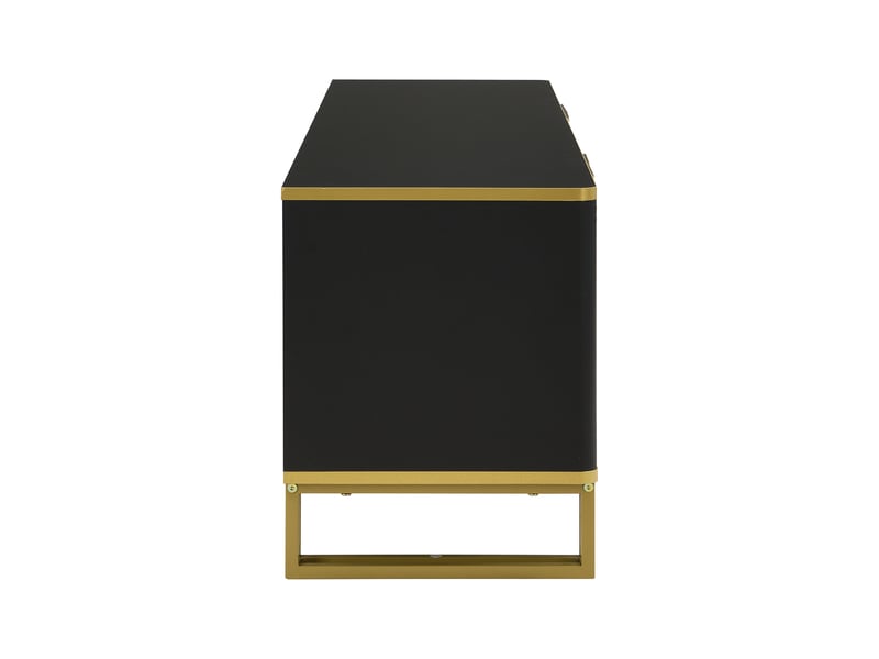  Meuble tv noir et or 160 cm avec 4 portes - design géométrique mdf métal  - Conforama R