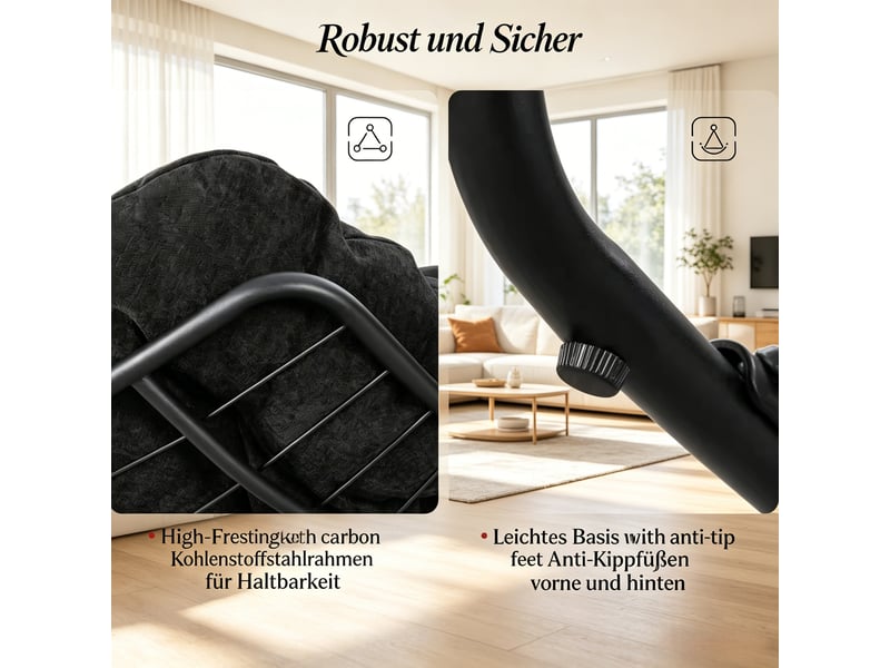  Fauteuil à bascule en forme d'œuf métal et chenille 91x102,5x77 cm  - Conforama W