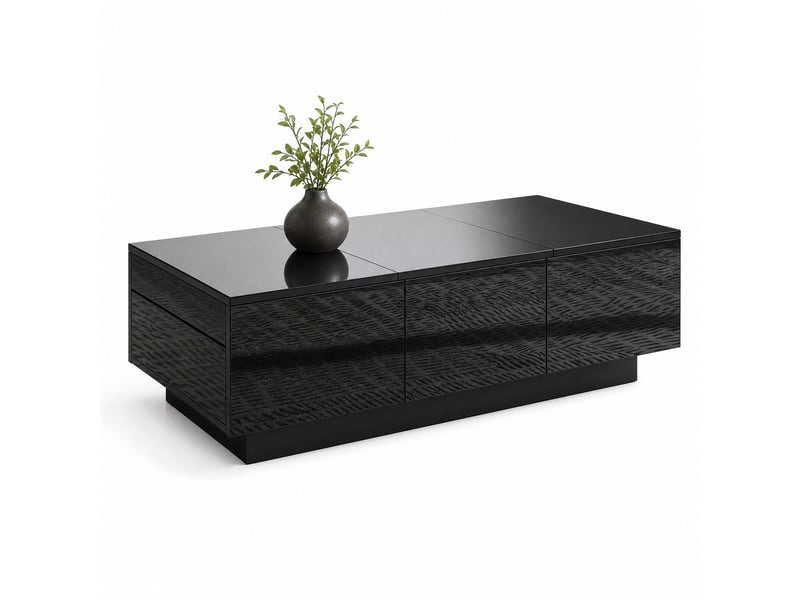  Table basse 100x50x31 cm partiellement brillante panneau de particules noir  - Conforama A