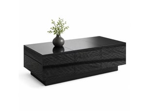 Table basse 100x50x31 cm partiellement brillante panneau de particules noir