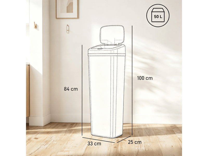  Poubelle de cuisine automatique, poubelle à capteur, poubelle de cuisine, poubelles verticales, blanc  - Conforama R