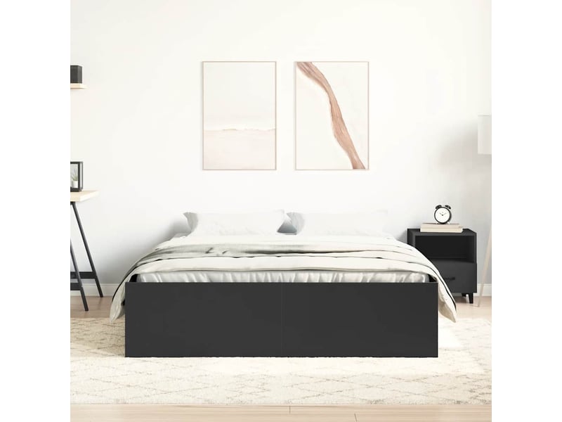  Lit double- lit adulte -  cadre de lit sans matelas noir 120x200 cm  - Conforama B