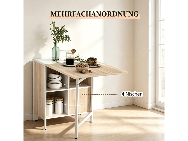  Table à manger extensible moderne, table pliante avec rangement, design polyvalent  - Conforama E