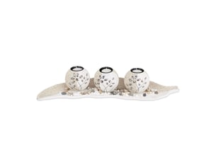 Lot de 3 photophores décoration de table ambiance cosy 30 x 10 x 10 cm en verre blanc 13_0003871
