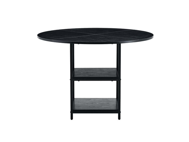 Table à manger ronde,107x107x75 cm,avec 2 rangements,mdf,noir effet bois - Conforama A