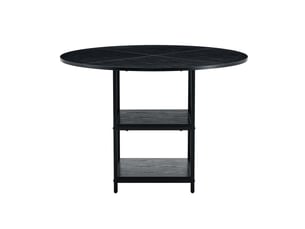 Table à manger ronde,107x107x75 cm,avec 2 rangements,mdf,noir effet bois