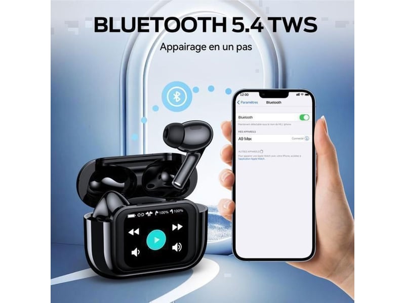  Ecouteurs bluetooth 5.4 sans fil avec ecran 1,65, anc+enc 45 db, appels clairs et resistance ipx7 176665_AAAHO48354_6_DROPFR - Conforama B