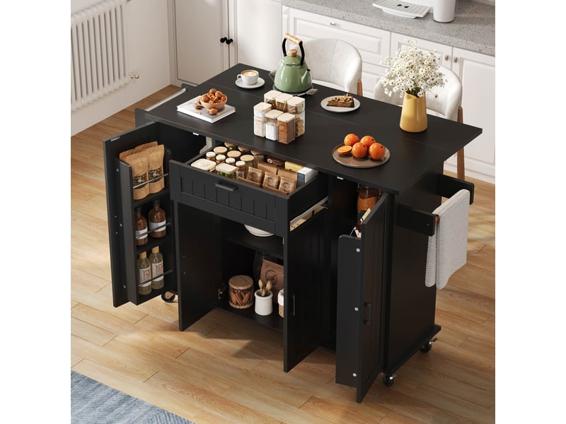  Desserte 4 portes 1 tiroir coloris noir mdf desserte noir - Conforama B