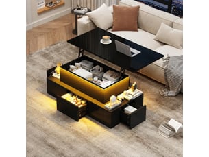 Table basse rectangulaire coloris noir - 50 cmx100 cm