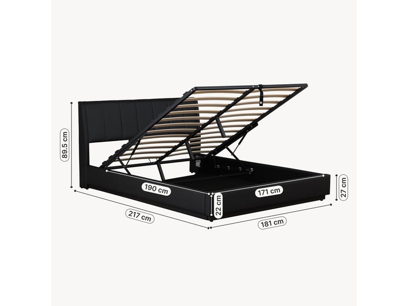  Lit double capitonné tröstiar avec éclairage led 180 x 200 cm noir simili [en.casa] Tröstiar - Conforama D