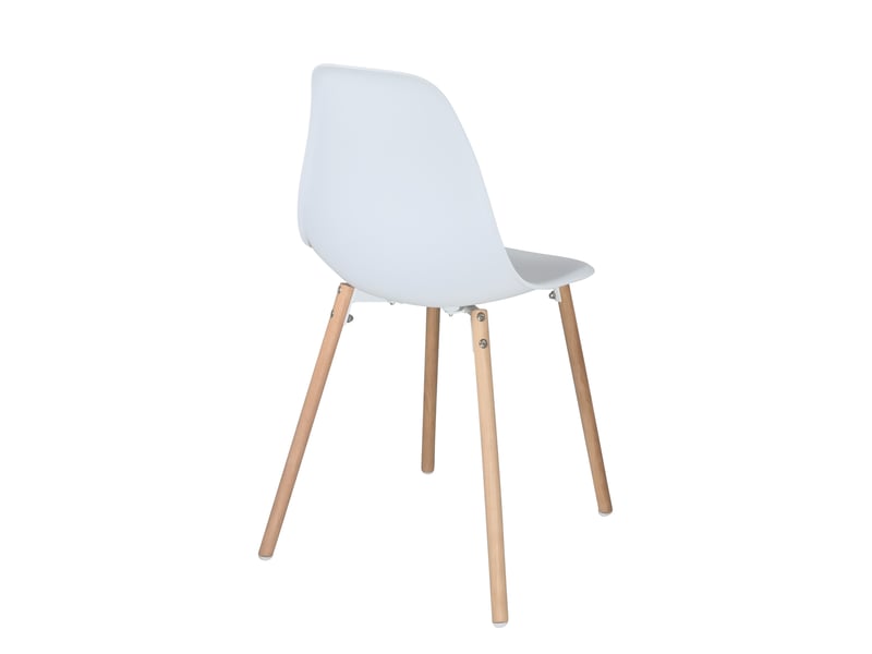  Lot de 4 chaises scandinaves ova blanches avec assise plastique et pieds bois clair  - Conforama E