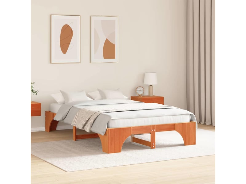 Lit double- lit adulte - cadre de lit brun 120 x 200 cm pin massif - Conforama B