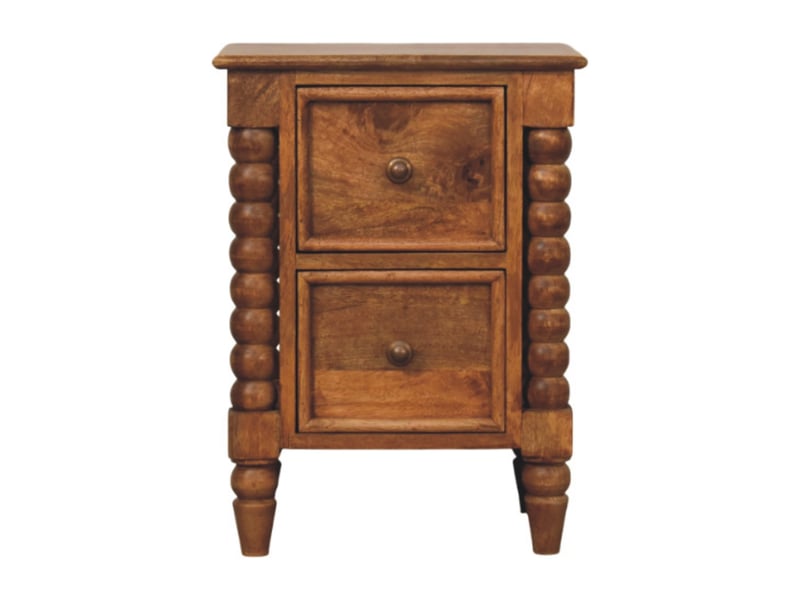  Artisan furniture bois massif barley twist 2 tiroir table de chevet, 2 tiroirs, marron  - Conforama A