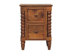Artisan furniture bois massif barley twist 2 tiroir table de chevet, 2 tiroirs, marron
