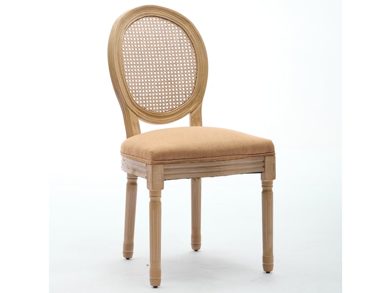  Lot de 2 chaises de salle à manger en lin et rotin tan W3223P520423 - Conforama B
