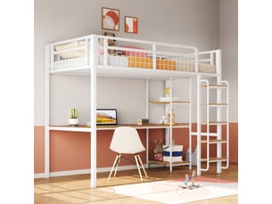 Lit mezzanine 90x200 cm <strong>REDOM</strong> <strong></strong> coloris blanc