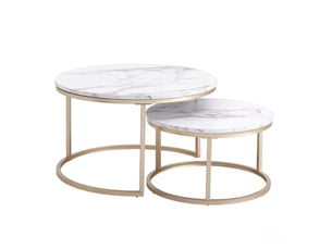 Tables basses gigognes rondes 8060 cm - blanches - mdf et acier, format modulable et style contemporain