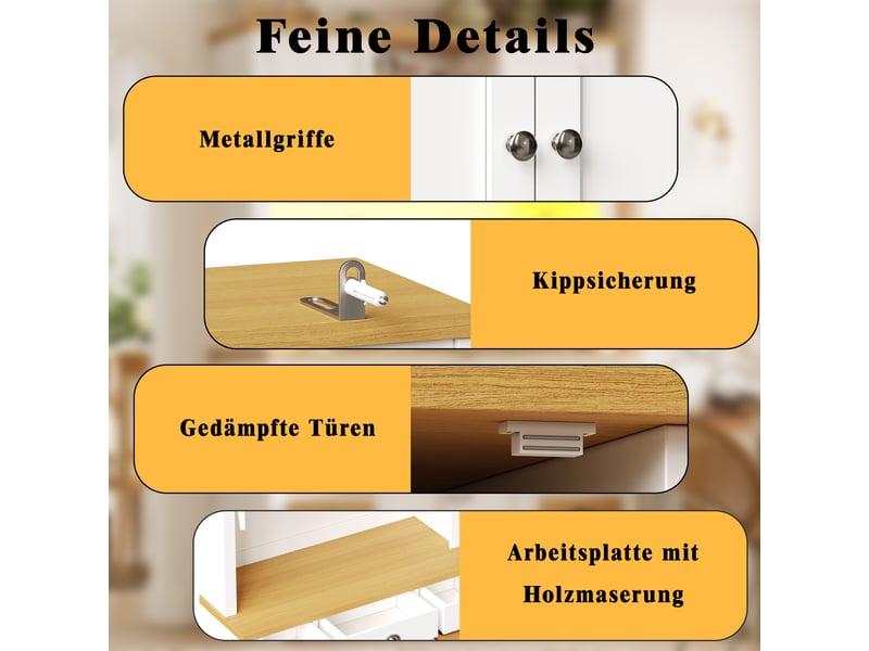  Armoire colonne led rgb 120x40x188 cm blanche, portes soft close, étagères réglables, paniers amovibles, plateau effet bois, rangement moderne  - Conforama E