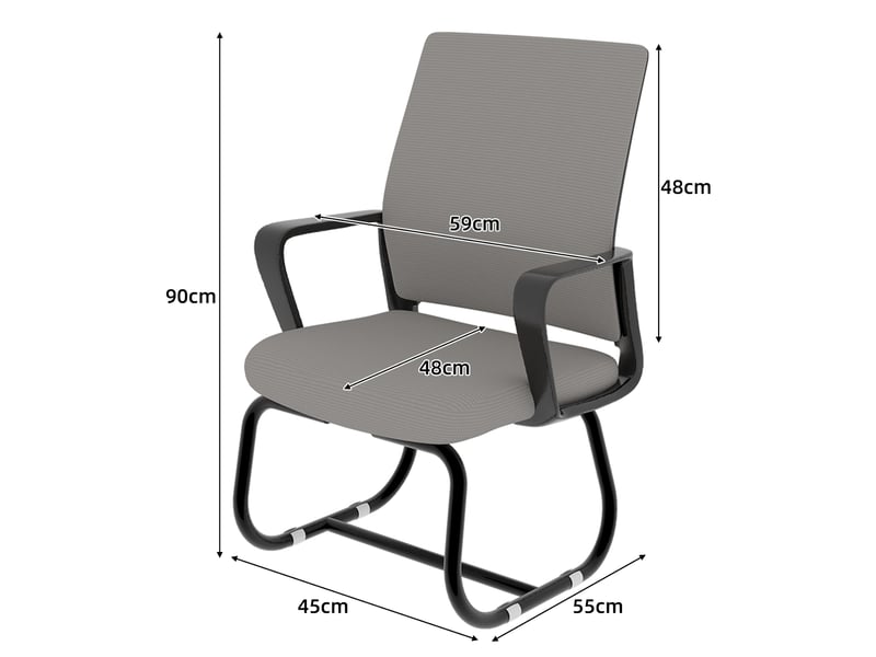  Chaise avec accoudoirs et dossier en maille gris et noir sur pied luge IKSETERA TRADING LTD - Conforama C
