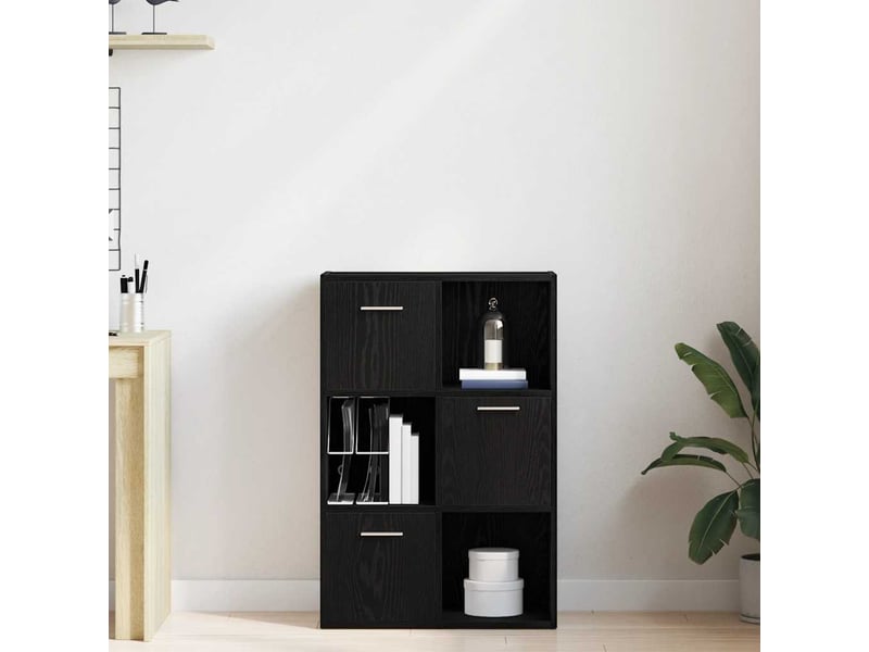  Bibliothèque, étagère de rangement en chêne noir 60,5 x 30 x 90 cm bois d'ingénierie  - Conforama C